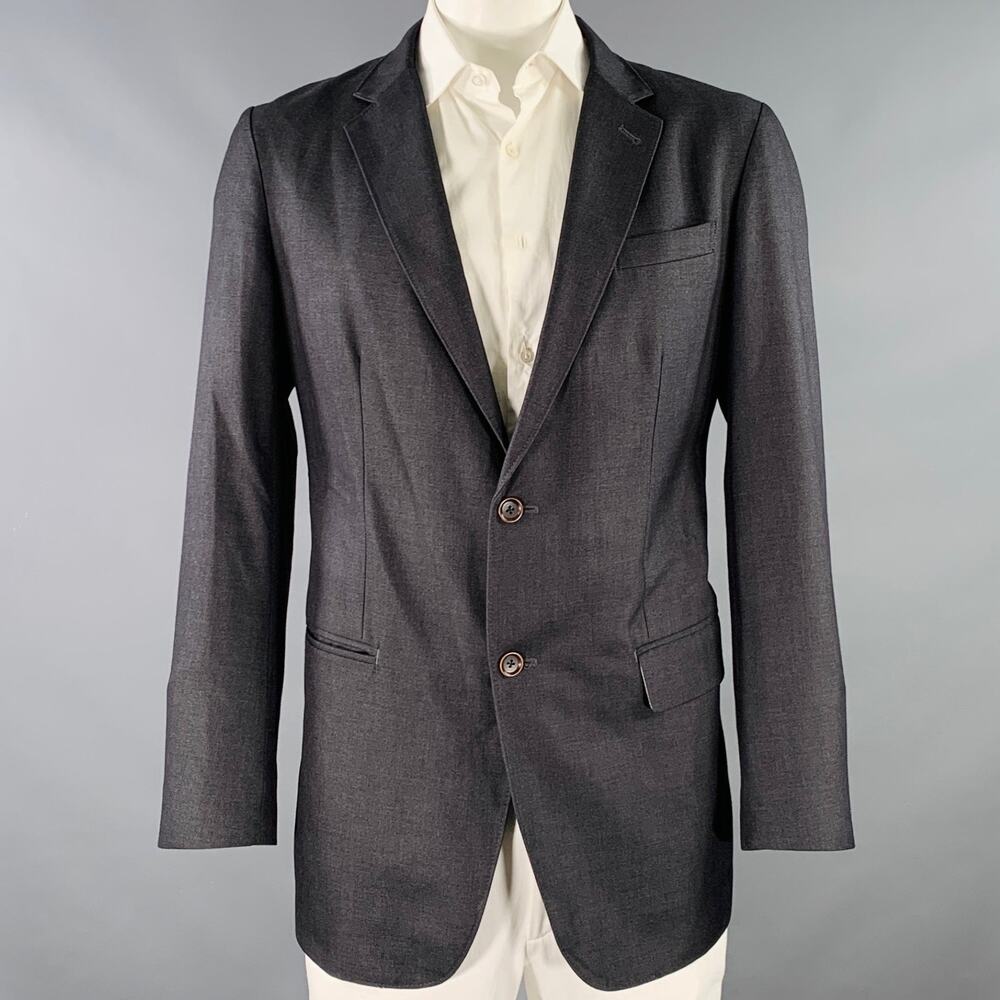 TROVATO Size 44 Grey Polyester Blend Single Breasted Sport Coat